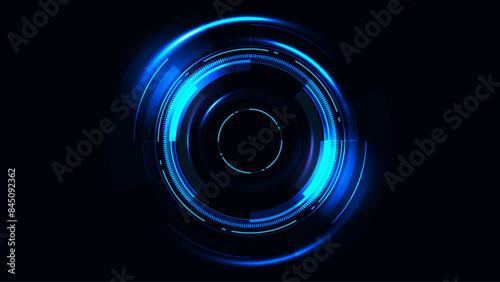 Futuristic Blue Neon HUD Interface on Dark Background