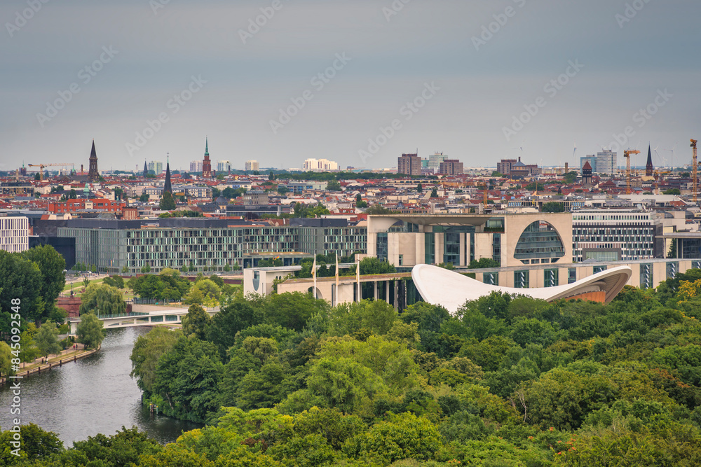 Obraz premium Berlin Germany, high angle view city skyline at Tier Garden