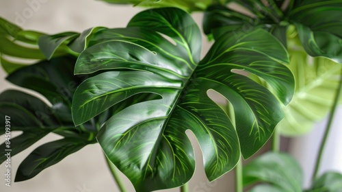 Monstera Giant Fake Leaf with Large Dark Green Leaves Suitable for Indoor Planters