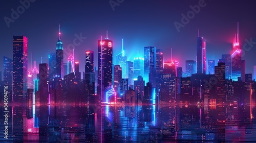 Neon Skyline Cityscape at Night