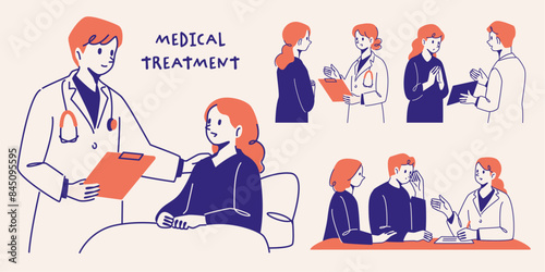 Doctor and patient illustration set