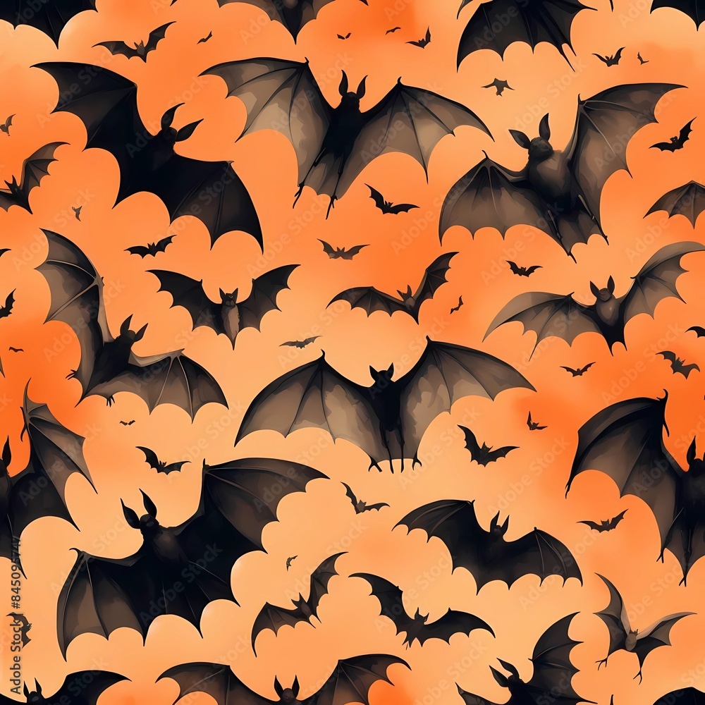 Halloween seamless background with bats