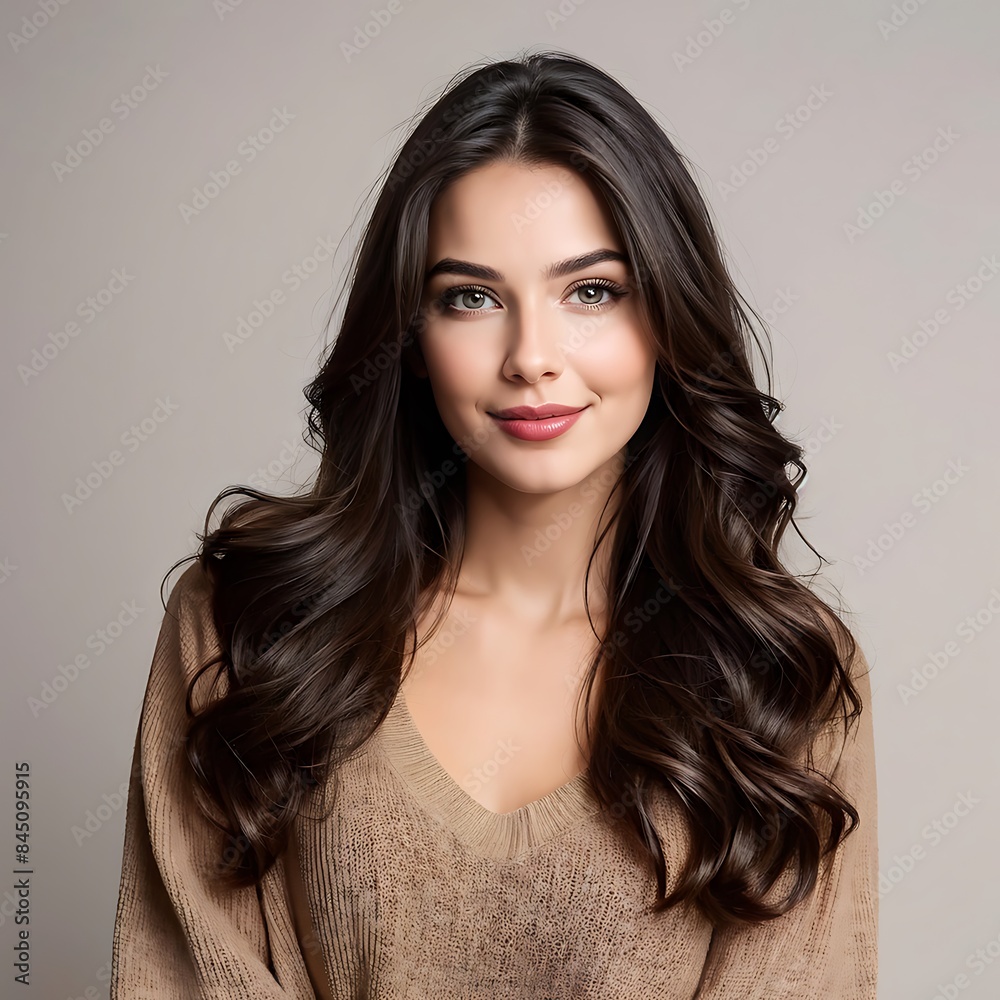 Portrait of a Beautiful Young Woman with Pristine Skin, Highlighting Face Care, Cosmetology, and Spa Beauty

