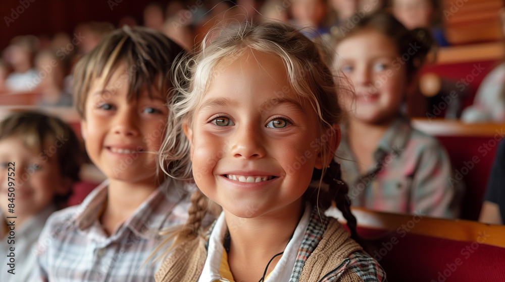 Fototapeta premium Parents and children attending a school play.