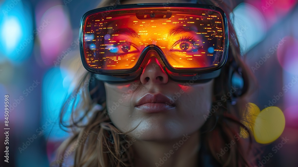 An individual utilizes augmented reality (AR) glasses to engage with virtual objects through computer technology and IT infrastructure. An individual utilizes augmented reality (AR) glasses to engage with virtual objects through computer technology and IT infrastructure.