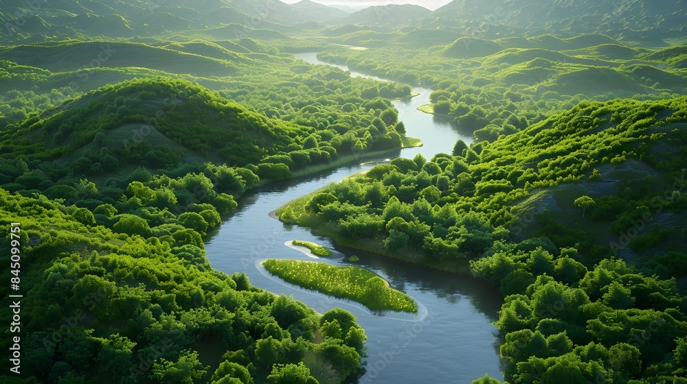 Serene River Landscape in Summer Serene River Landscape in Summer