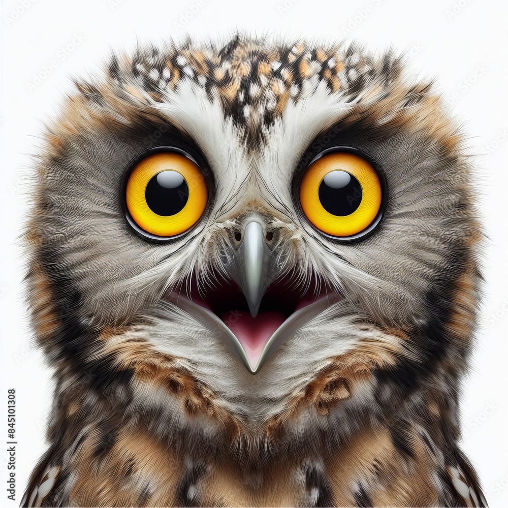Great horned owl with piercing yellow eyes, a sharp beak, and brown feathers Great horned owl with piercing yellow eyes, a sharp beak, and brown feathers