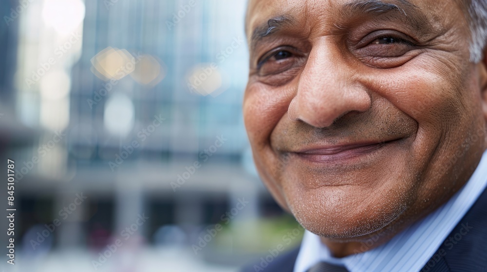 Serene Senior Smiling in Urban Hustle - Close-up of Elderly Person with Joyful Expression in Cityscape Background Serene Senior Smiling in Urban Hustle - Close-up of Elderly Person with Joyful Expression in Cityscape Background