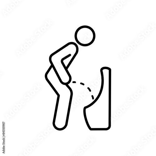 Urine pain icon, line style. Painful urination is a common sign of a urinary tract infection (UTI). A UTI can be the result of a bacterial infection.Vector illustration. EPS 10