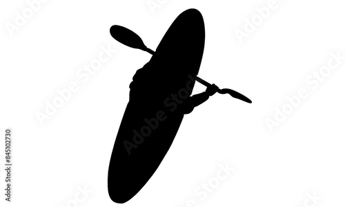 silhouette of kayaker doing extreme rafting on wave vector illustration