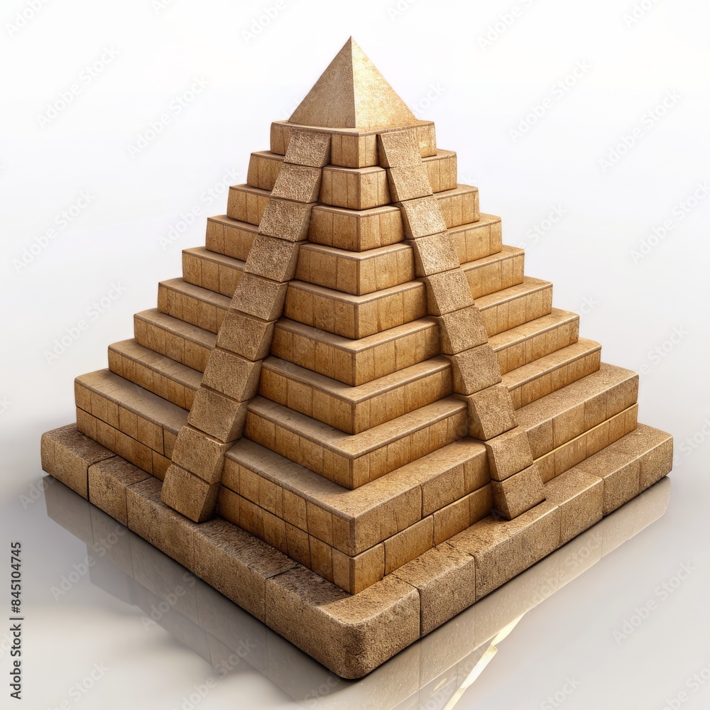 3D Render of an Egyptian pyramid, on isolated white background, Generative AI 3D Render of an Egyptian pyramid, on isolated white background, Generative AI