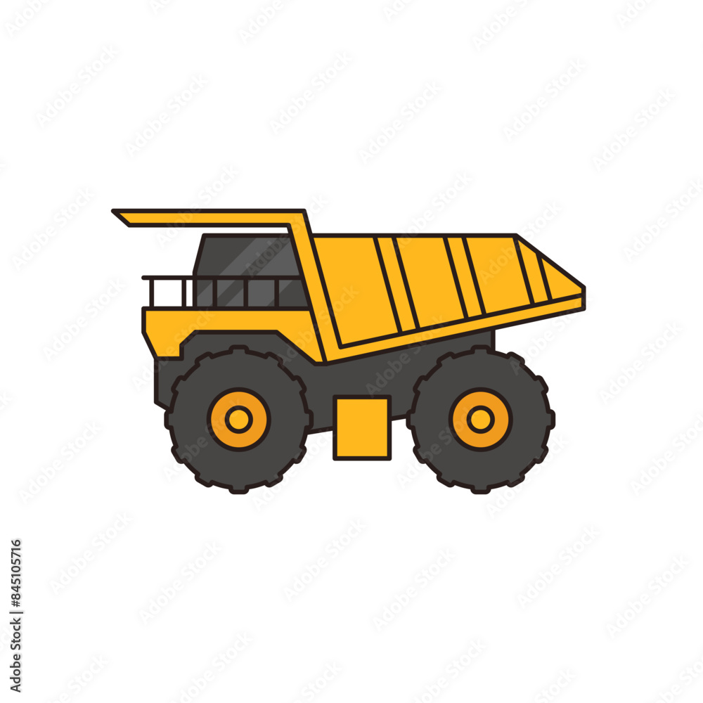 Dump truck icon with outline. Simple and minimalistic truck icon. 