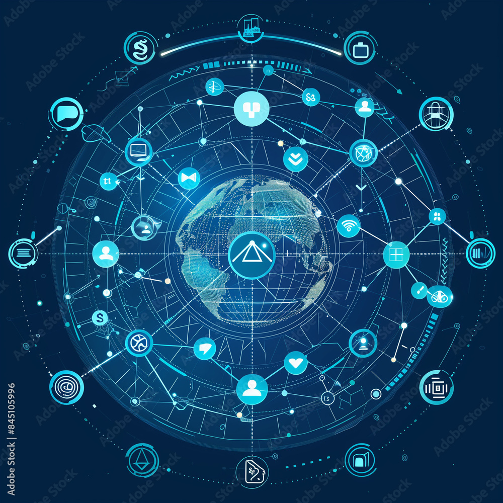 Obraz premium image that captures the essence of the Bluesky platform, a new, open-source social media network that emphasizes decentralization and user control.