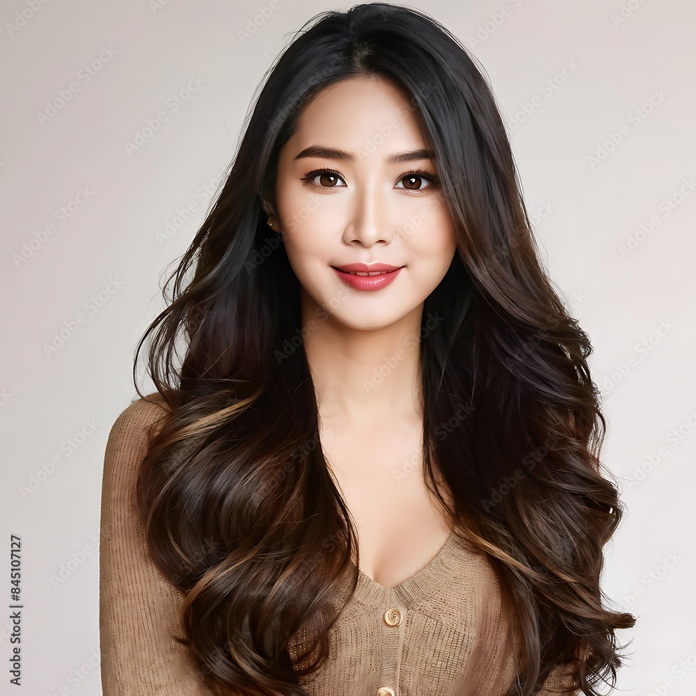 Portrait of a Beautiful Young Asian Woman with Pristine Skin, Highlighting Face Care, Cosmetology, and Spa Beauty Portrait of a Beautiful Young Asian Woman with Pristine Skin, Highlighting Face Care, Cosmetology, and Spa Beauty