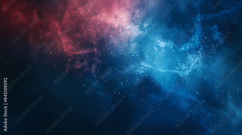 Dazzling cosmic nebula with vibrant red and blue interstellar clouds ...