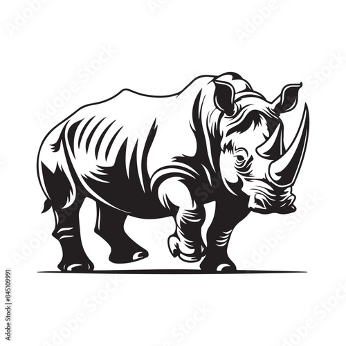 Rhino Walking Images Vector. Rhino Illustration Vector Design Images Isolated on white Background