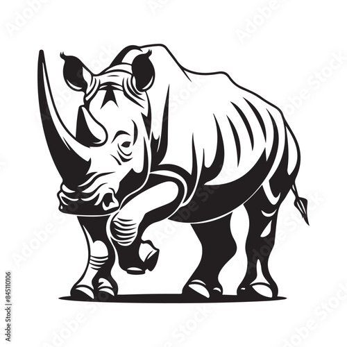 Rhino Walking Images Vector. Rhino Illustration Vector Design Images Isolated on white Background