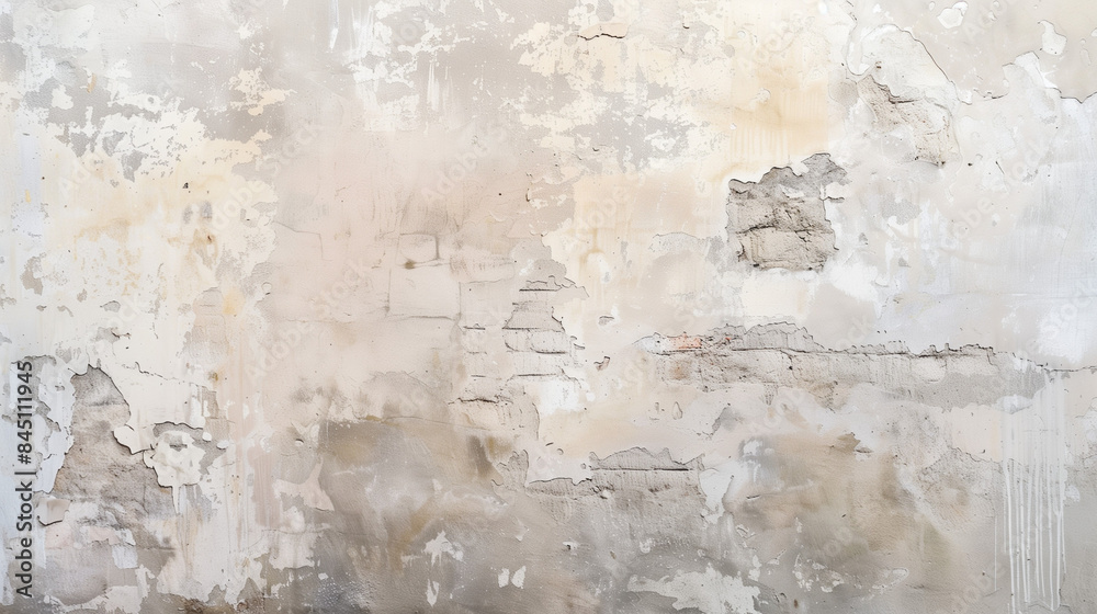 Fototapeta premium Rustic Textured Wall with Neutral Pastels Color Washing Technique Beautifully textured wall with aged effect. Subtle variations in hue and tonality. High-resolution. Soft layered finish.