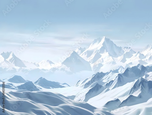 Wallpaper Mural A mountain range covered in snow with a clear blue sky in the background Torontodigital.ca
