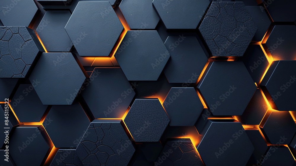 Abstract black background with hexagon pattern. Abstract futuristic dark for presentation, banner, or social media. Abstract technology design with black and copper color. Design modern. Writing space Abstract black background with hexagon pattern. Abstract futuristic dark for presentation, banner, or social media. Abstract technology design with black and copper color. Design modern. Writing space