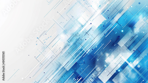 Abstract blue and white background vector presentation design with space for copy. Elegant line art banner template with wavy gradient. Modern futuristic artwork template for Powerpoint. 