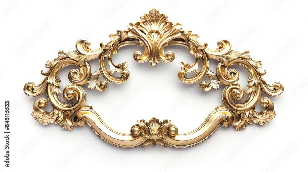 Antique decorative wooden frame in gold on a white background Antique decorative wooden frame in gold on a white background
