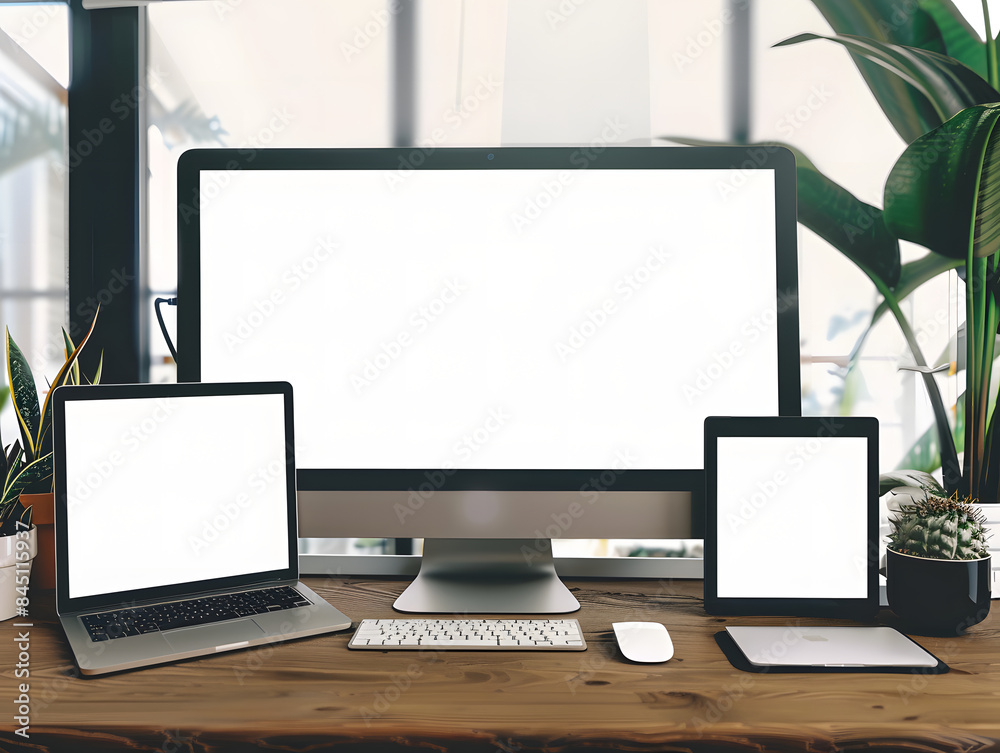 Fototapeta premium Blank digital devices screen mockup