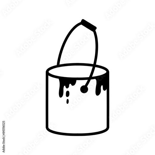 Paint for wall line icon. Bucket, jar, decor. Renovating concept. Vector illustration can be used for topics like decorating, home improvement, repair