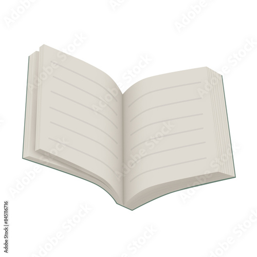Vector illustration, open notebook on a green background. 