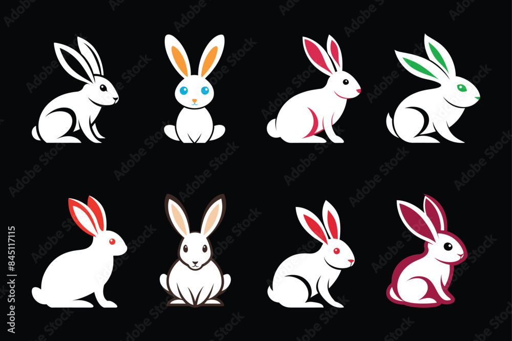 Rabbit vector illustration icons