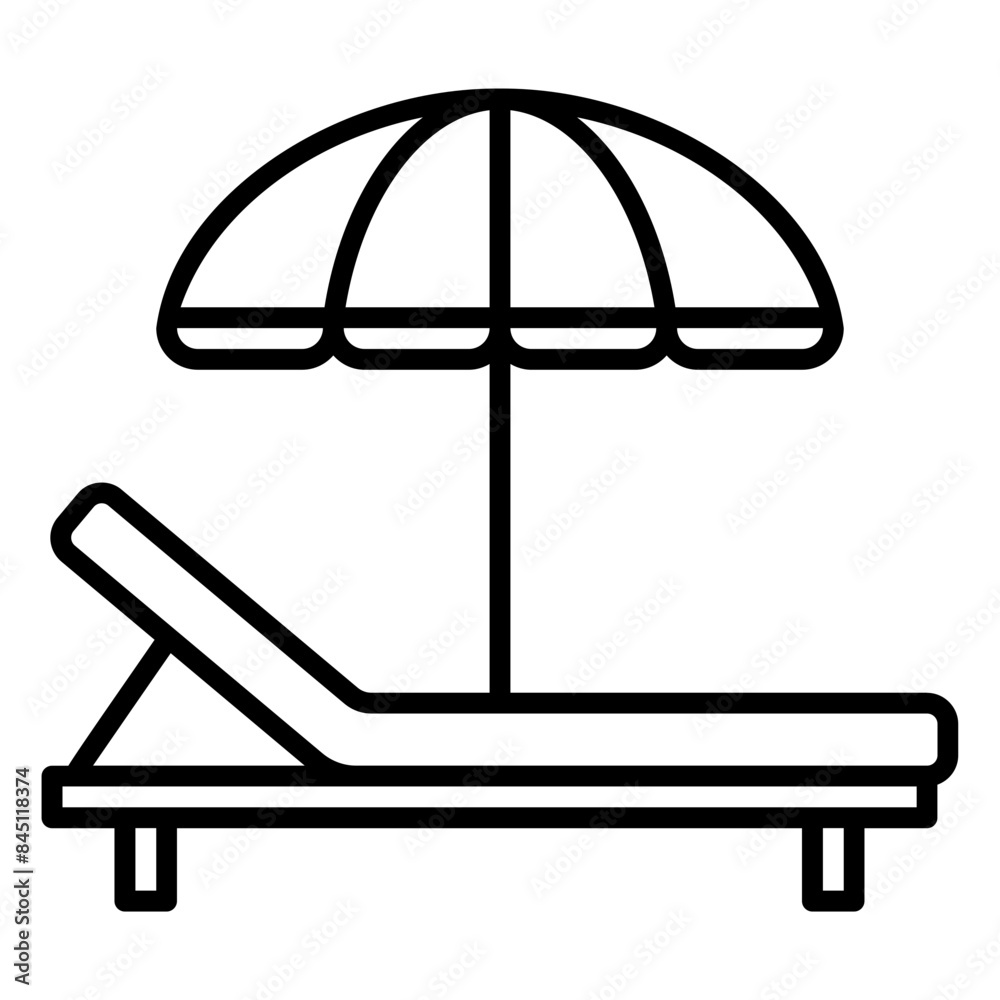 Beach chair icon with umbrella for sunbathing Beach chair icon with umbrella for sunbathing