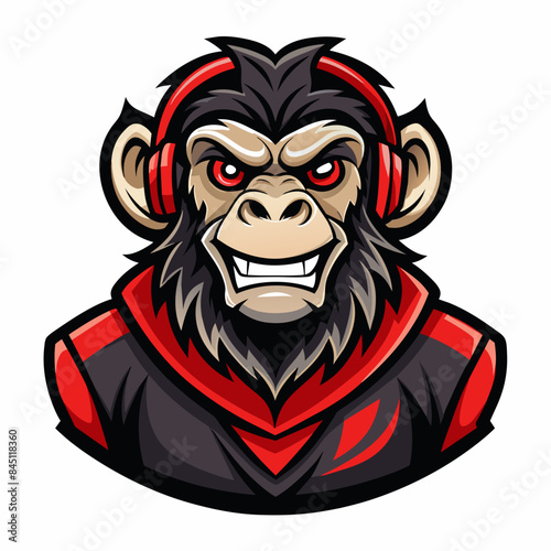 monkey gaming mascot logo design vector illustration