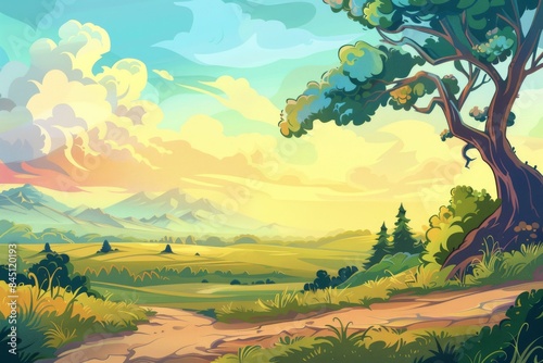 Peaceful natural scenery for calming illustration designs