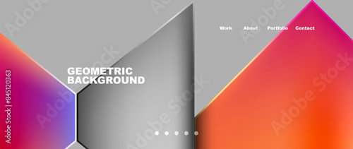 Metal triangles with colorful bright triangles. Geometric modern minimalist design template