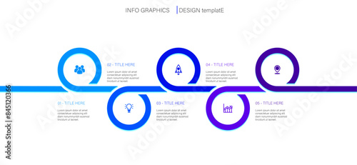Strategy business success with 5 steps. Infographic process design circle format. Vector graphics