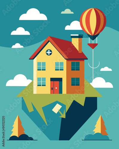 The once modest housing market ballooned into an unreachable price range leaving many struggling to afford a home.. Vector illustration
