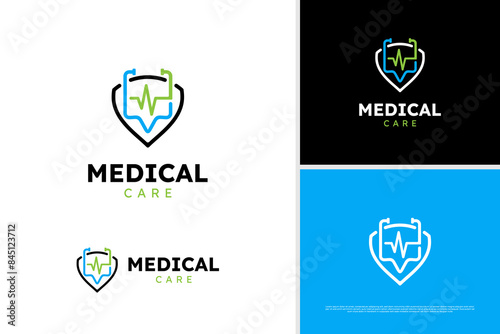 Vector minimalist medical services logo, health point logo design, healthcare logo design template
