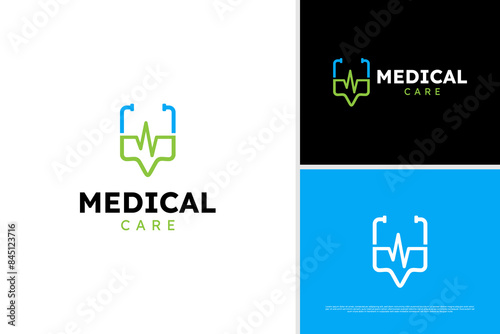 Vector minimalist medical services logo, health point logo design, healthcare logo design template