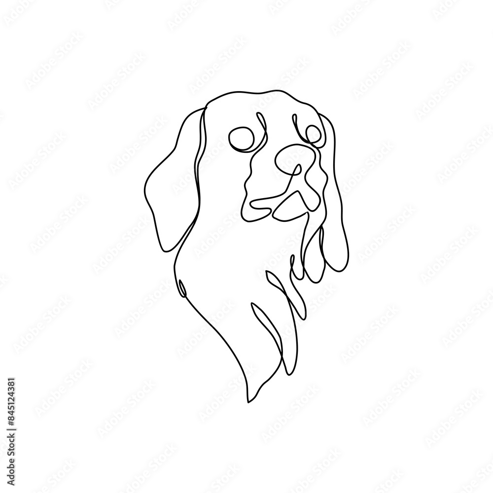 Fototapeta premium continuous line drawing of happy dog portrait. illustration for t-shirt, slogan design print graphics style