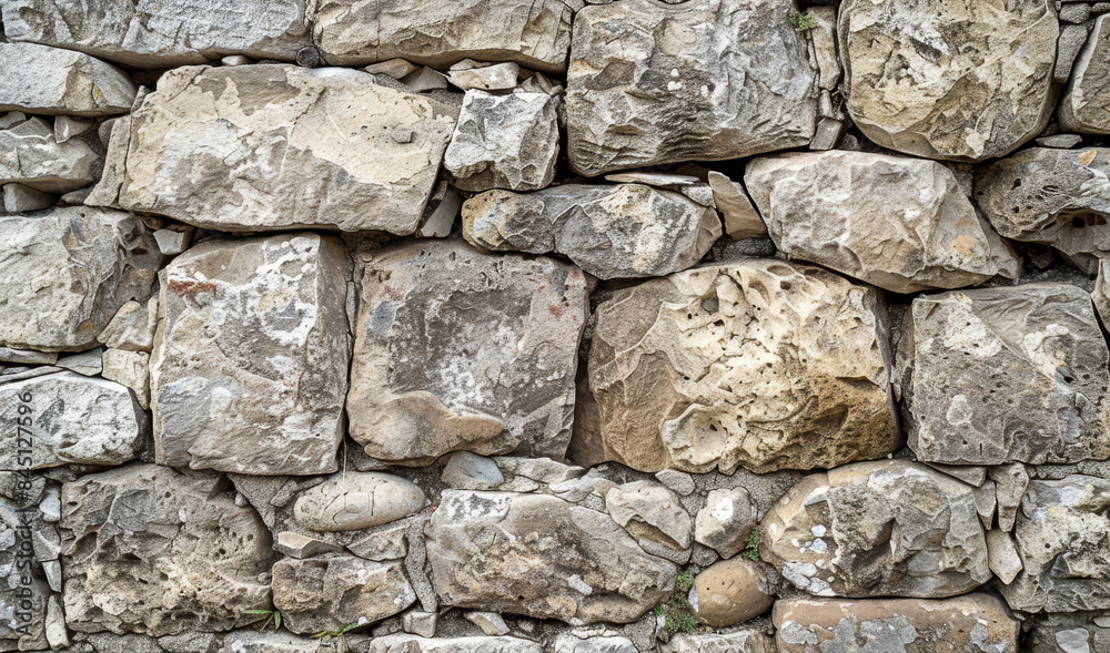 A wall made of large rocks with a rough texture A wall made of large rocks with a rough texture