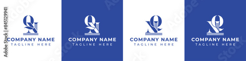 Letters NQ and QN Pillar Logo, suitable for business with NQ and QN related to Pillar