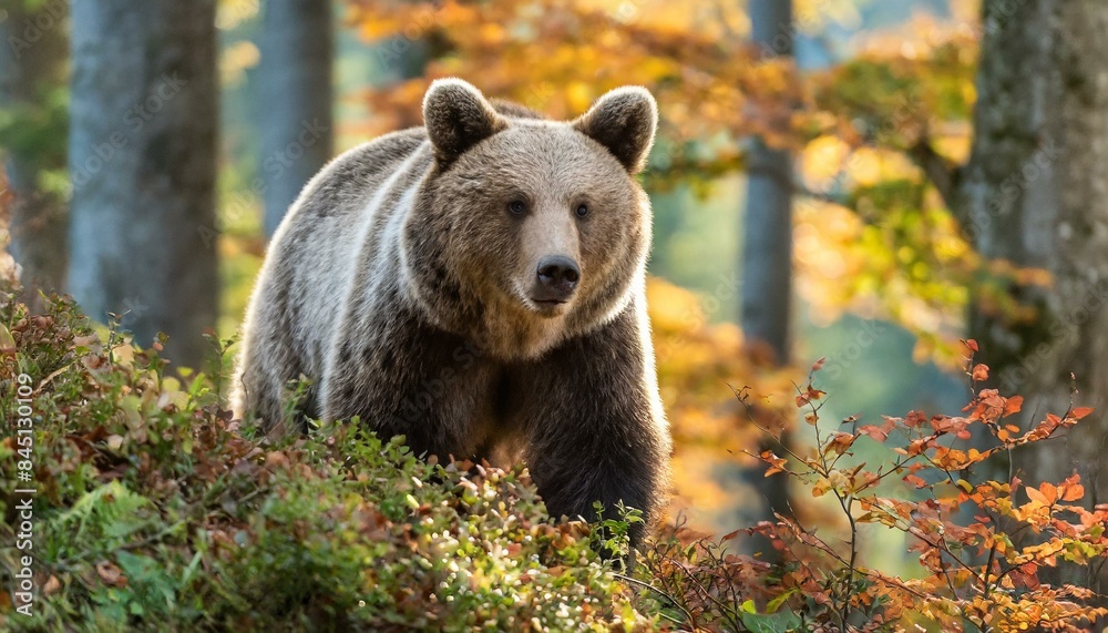 Fototapeta premium Brown bear in autumn forest