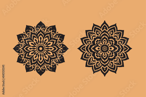Creative black  and White simple mandala design Vector , colored and outlined vector illustration.