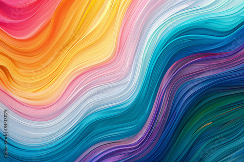 A digitally enhanced abstract wallpaper featuring rainbow-colored wavy lines with a neo-abstract realism