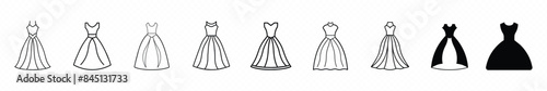 Wedding dress icon, Ball Gown icon, gown icon, Dress icon silhouette vector illustration, wedding dress set, wedding gown, party dress icon