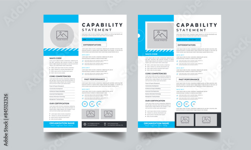 Capability Statement design with 2 style concept layout template