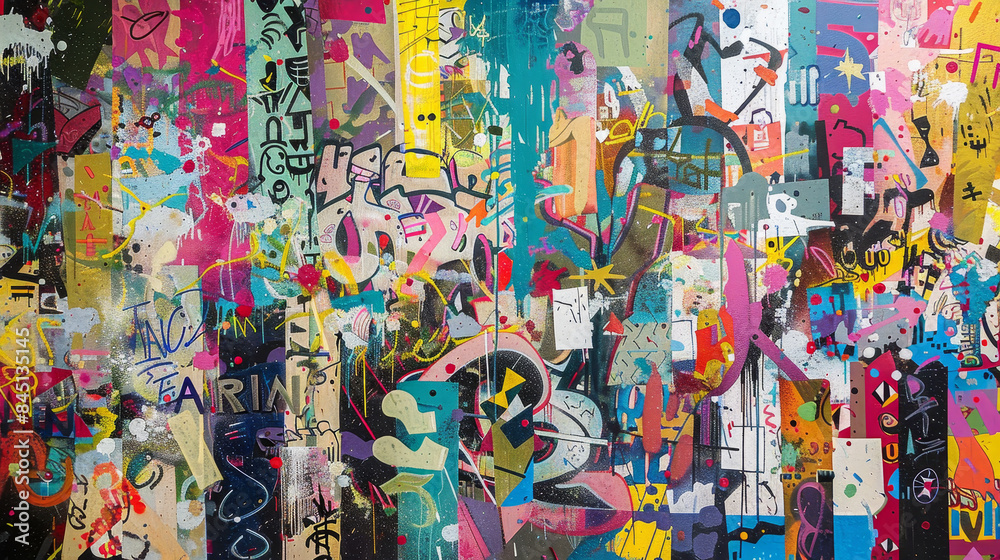 Fototapeta premium A colorful painting with graffiti on it
