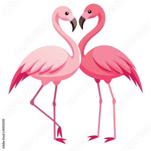 Cute Pink Flamingo Couple Making Heart   Summer Vacation Background of Flamingo