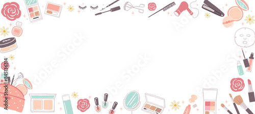 かわいいコスメ　化粧品のイラストのフレームイラスト