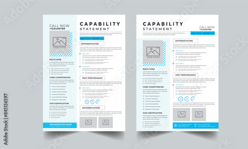 Capability Statement design with 2 style concept layout template